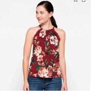 PAPERMOON Samala Halter Knit Floral Camisole Cognac Size Small